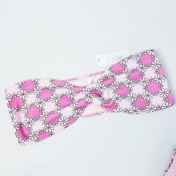 *Last Chance* NWT Frankie's Bikinis Pink Daisy Terry Swimsuit Top + Bottom XL - Picture 5 of 16